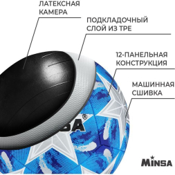 Мяч футбольный MINSA, TPE, машинная сшивка, 12 панелей, р. 5