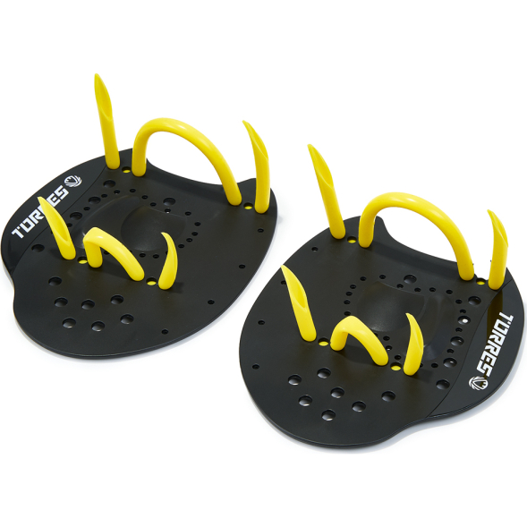 Лопатки для плавания TORRES, Арт.SWP112401BL, р.S, черно-желтый