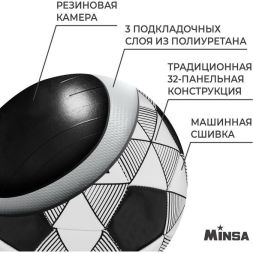 Мяч футбольный MINSA, PU, машинная сшивка, 32 панели, размер 5