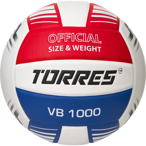 Мяч вол. TORRES VB 1000, V32415, р.5, синт.кожа (микрофибра), клееный, бут.кам, бел-син-красный
