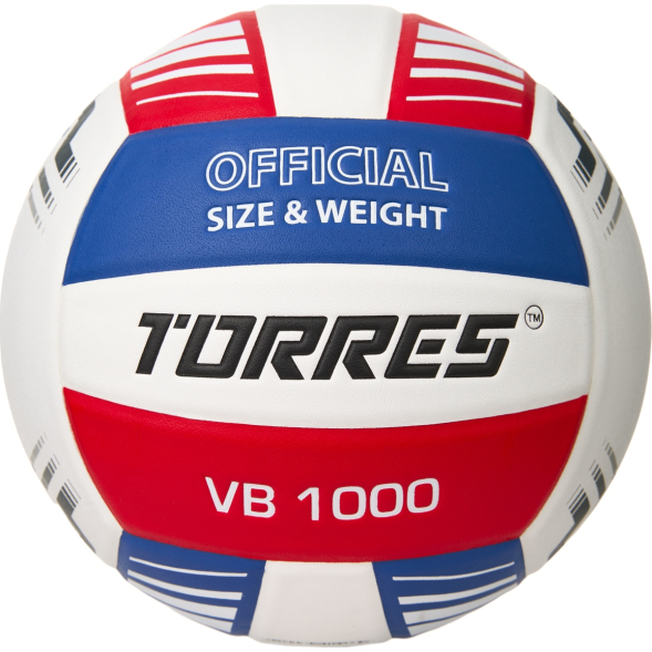 Мяч вол. TORRES VB 1000, V32415, р.5, синт.кожа (микрофибра), клееный, бут.кам, бел-син-красный