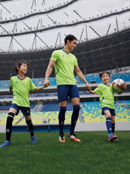 Детская футбольная форма KELME Short-Sleeved Football Suit (Neon/Dark Blue)