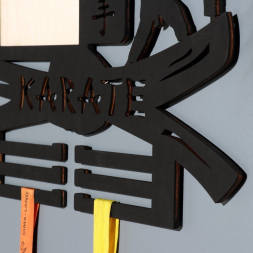 Медальница с фото &quot;Карате&quot; чёрный цвет, 47х27,5 см