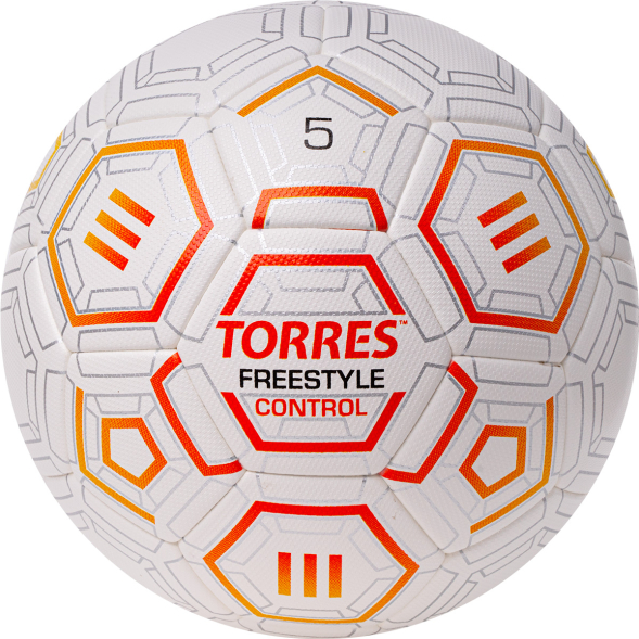 Мяч футб. TORRES Freestyle Control, F3231765, р.5, 32 п.,PU-Microfi, термосшив., бело-оран-сереб