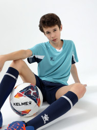 Детская футбольная форма KELME Short-Sleeved Football Suit (Light Blue/Dark Blue)