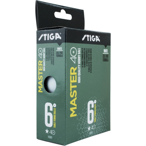 Мяч для наст  тенниса Stiga Master ABS 1*, 1111-2410-06, диам  40+мм, пластик, упак  6 шт, белый