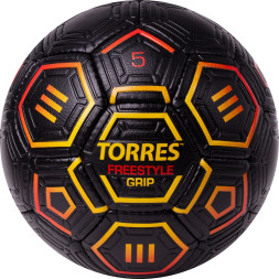Мяч футб  TORRES Freestyle Grip, F323765, р 5, 32 панели  PU, ручная сшивка, черно-желт-красн