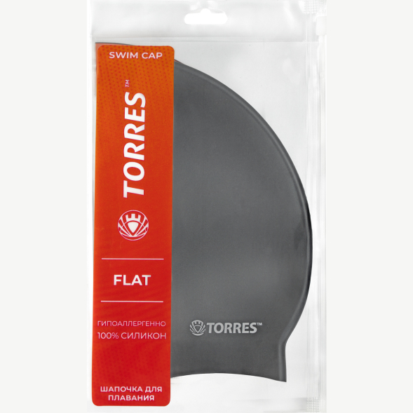 Шапочка для плавания TORRES Flat, SW-12201BK, черный, силикон