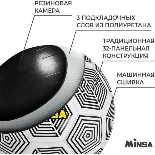 Мяч футбольный MINSA, PU, машинная сшивка, 32 панели, р. 5