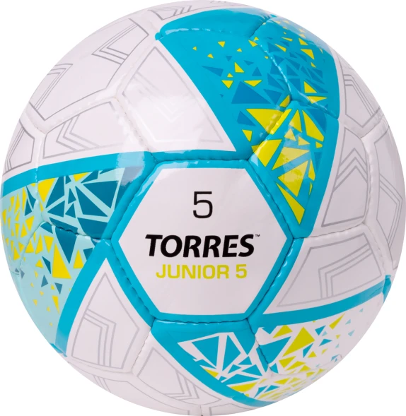 Мяч футб. TORRES Junior-3, F323803, р.3,глянц.ПУ, 4 сл, 32 п,руч.сш,бел-крас-жел