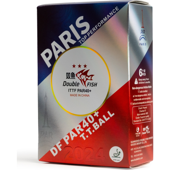 СЦ*Мяч для наст  тенниса DOUBLE FISH PARIS 2024 Olympic Games 3***,PAR40+, ITTF Appr,ABS,уп 6 шт