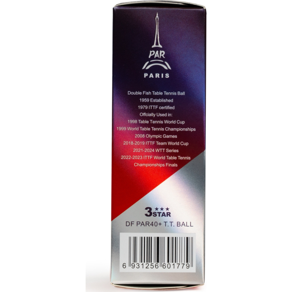 СЦ*Мяч для наст  тенниса DOUBLE FISH PARIS 2024 Olympic Games 3***,PAR40+, ITTF Appr,ABS,уп 6 шт