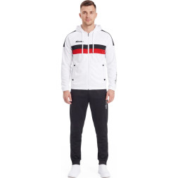 Костюм спорт. муж. с капюш. MIKASA MT550/701-078-3XL, р.3XL, 100% полиэстер, бело-черно-красный