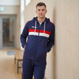 Костюм спорт. муж. с капюш. MIKASA MT550/701-078-3XL, р.3XL, 100% полиэстер, бело-черно-красный