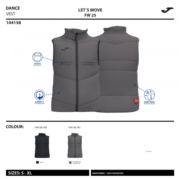 CHALECO ACOLCHADO STEP NEGRO