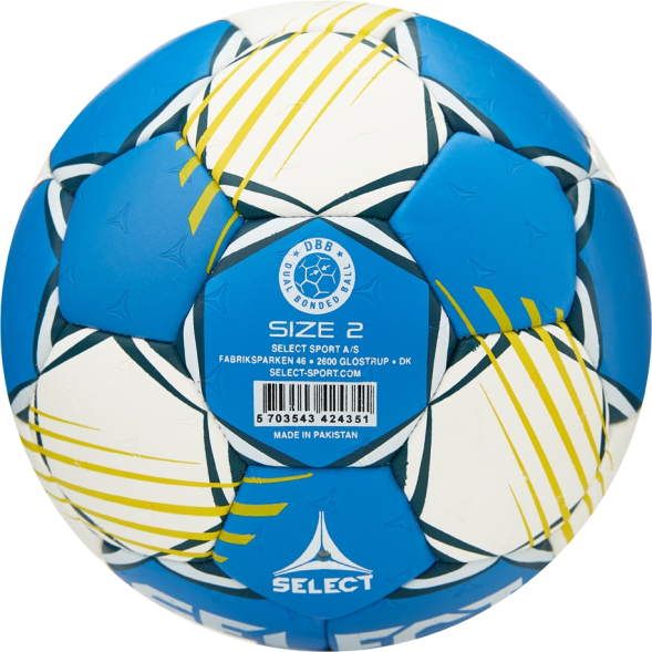 Мяч ганд. SELECT HB FORCE DB V25, 1621854205, Junior (р.2), EHF Appr,ПУ, гибр.сш., сине-белый