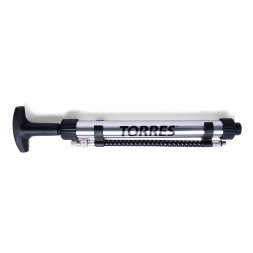 Насос TORRES двойного действия, SS5019, 20 см., алюминий, гибкий шланг, игла (5 мм), серебр.