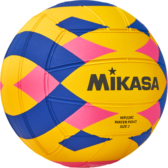 Мяч для водного поло MIKASA WP220C р.2, jun, резина, вес 300-320 г, дл.окр. 58-60см, жел-син-роз