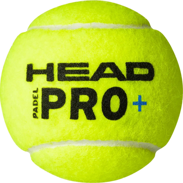 Мяч для падела HEAD Padel Pro+, 540203, уп.3 шт, войлок,нат.резина,желтый