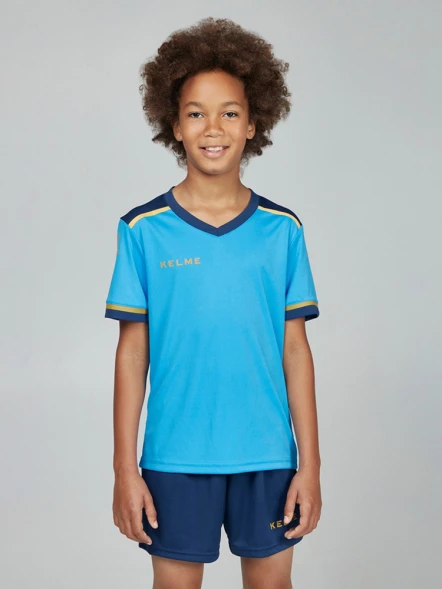 Детская футбольная форма KELME S/S Football Set Kid (Light Blue/Dark Blue)
