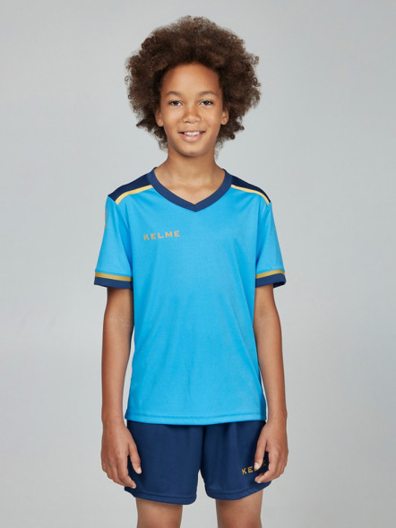 Детская футбольная форма KELME S/S Football Set Kid (Light Blue/Dark Blue)