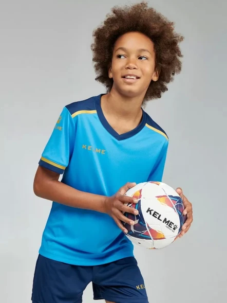 Детская футбольная форма KELME S/S Football Set Kid (Light Blue/Dark Blue)