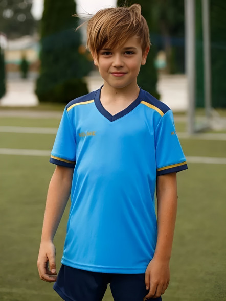 Детская футбольная форма KELME S/S Football Set Kid (Light Blue/Dark Blue)