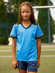 Детская футбольная форма KELME S/S Football Set Kid (Light Blue/Dark Blue)
