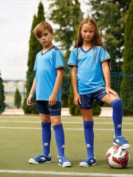 Детская футбольная форма KELME S/S Football Set Kid (Light Blue/Dark Blue)