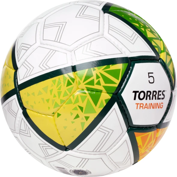 Мяч футб. TORRES Training, F323954,р.4, 32 панели. ПУ, 4 под. слоя, ручная сшивка, бело-зел-сер