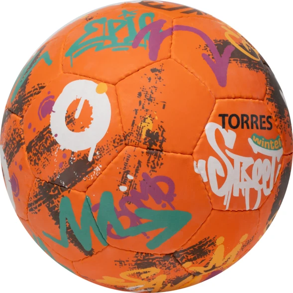 Мяч футб. TORRES Winter Street, F023285, р.5, 32 пан, рез, 4 подкл. слоя, руч. сшив,оранж-мультик.