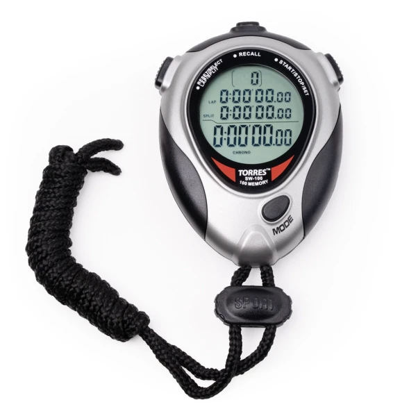 Секундомер проф. TORRES Professional Stopwatch, SW-100,100 яч.пам.,таймер,метроном,сер-чер. NEW