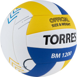 Мяч вол. TORRES BM1200, V42335, р.5, синт.кожа (микрофибра), клееный, бут.кам, бел-син-желт