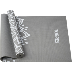 Коврик для йоги TORRES Relax 4, YL12224G, толщина 4 мм, ПВХ, серый