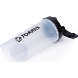 Шейкер спортивный TORRES, S01-600-01, 600мл, черная крышка с колпачком, пластик, прозрачный