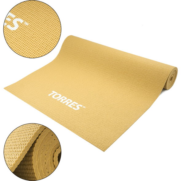 Коврик для йоги TORRES Relax 6 YL12236B, толщина 6 мм, ПВХ, песочный