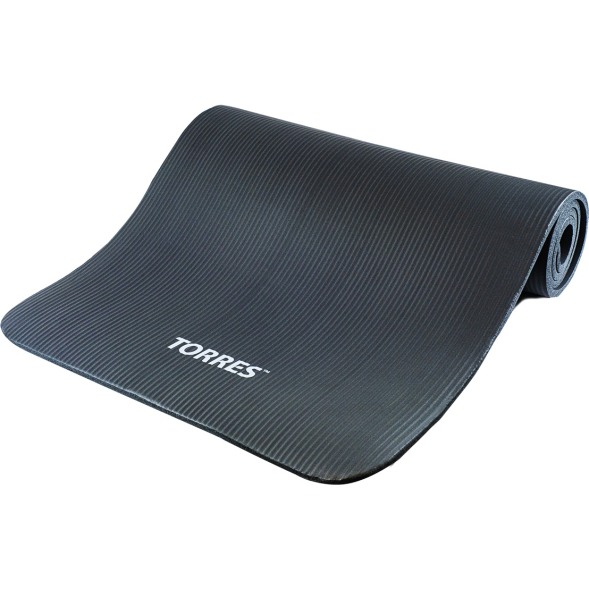 Коврик для йоги TORRES SOFT YL10110, толщина 1 см, каучук, серый
