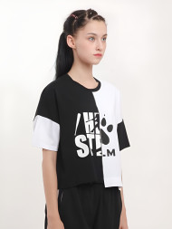 Футболка KELME Round Neck Short T (Black/White)