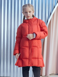 Детский пуховик KELME Girls Long Down Jacket Red