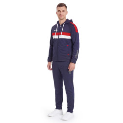Костюм спорт. муж. с капюш. MIKASA MT550/701-083-L, р. L, 100% полиэстер, темносине-белый