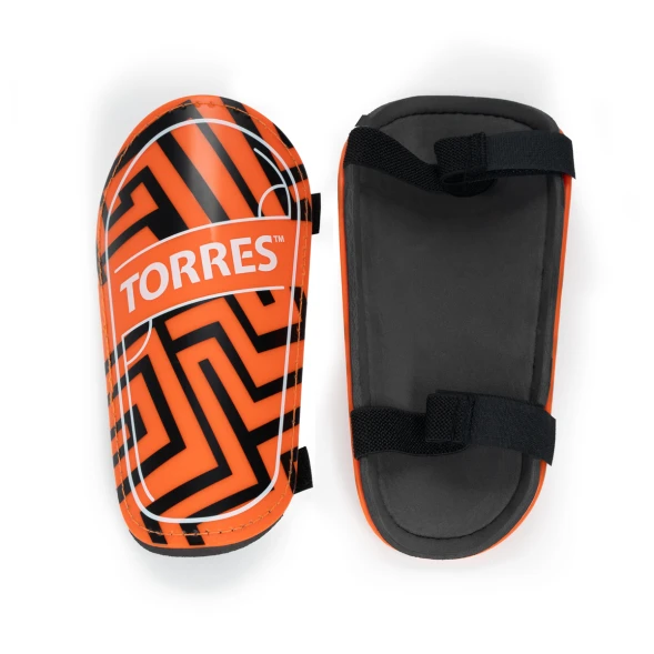 Щитки футбольные TORRES Club, FS2307L, р. L, без голеностопа, две заст. на лип, оранжево-черный