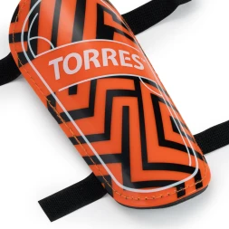 Щитки футбольные TORRES Club, FS2307L, р. L, без голеностопа, две заст. на лип, оранжево-черный