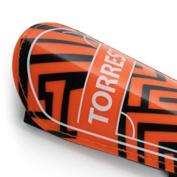 Щитки футбольные TORRES Club, FS2307L, р. L, без голеностопа, две заст. на лип, оранжево-черный