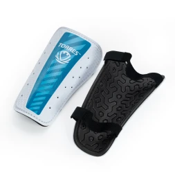 Щитки футбольные TORRES Match , FS2305L, р. L, без голеностопа, две заст. на лип, бело-голубой
