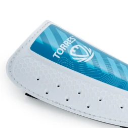 Щитки футбольные TORRES Match , FS2305L, р. L, без голеностопа, две заст. на лип, бело-голубой