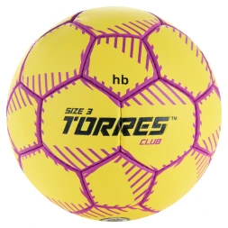 Мяч ганд. TORRES Club, H32433, р.3, ПУ, 5 подкл. слоев, руч. сшивка, желтый