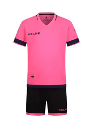 Детская футбольная форма KELME Short Sleeve Football Kid Set (Pink/Black)
