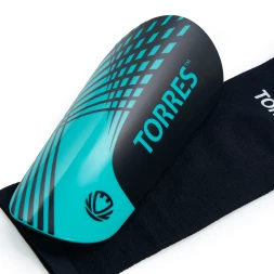 Щитки футбольные TORRES Pro, FS2308L, р.L, без голеностопа, без заст., эласт.чулок, черно-бирюзовый