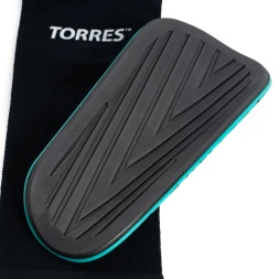 Щитки футбольные TORRES Pro, FS2308L, р.L, без голеностопа, без заст., эласт.чулок, черно-бирюзовый