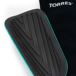 Щитки футбольные TORRES Pro, FS2308L, р.L, без голеностопа, без заст., эласт.чулок, черно-бирюзовый